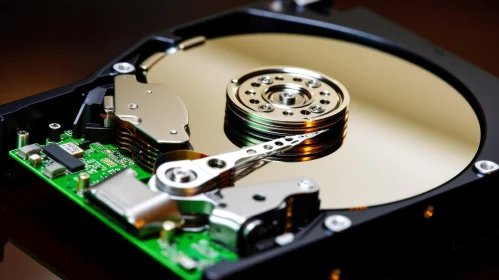 Detailed View of Opened Hard Disk Drive | Computer Data Storage