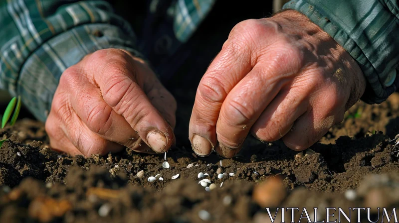 AI ART Farmer Planting Seeds in Dark Soil