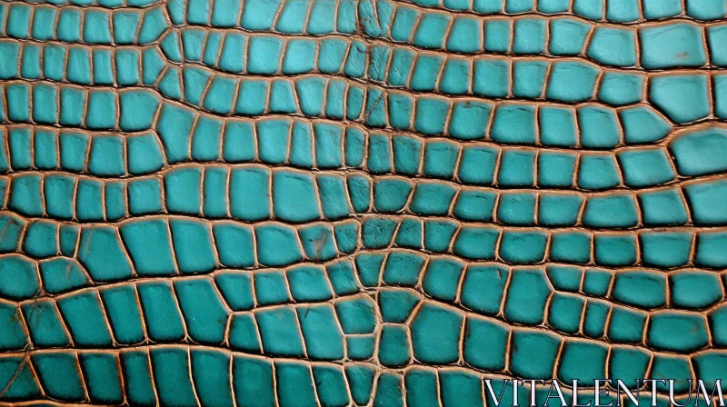 Green Leather Crocodile Skin Pattern Close-Up AI Image