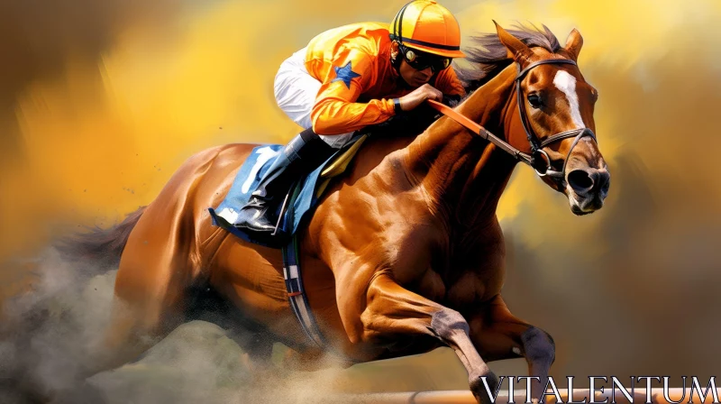 Thrilling Jockey and Racehorse Image AI Image