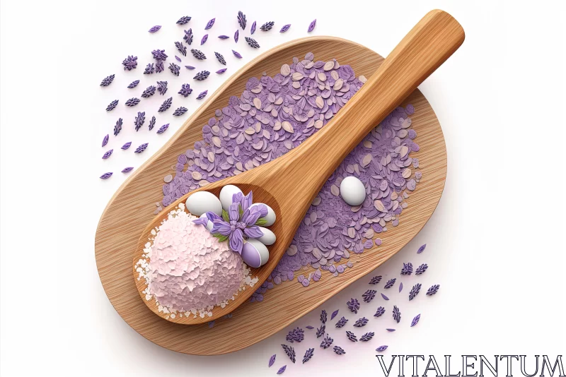 Captivating Lavender and Flower Composition on Wooden Spoon | Zbrush Art AI Image