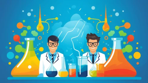 Exciting Chemistry Experiment by Two Scientists in Lab Coats