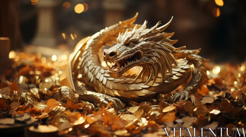 Golden Dragon 3D Render - Enthralling Fantasy Art AI Image