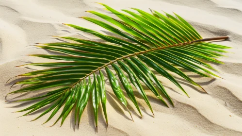 Green Palm Leaf on Sand Texture