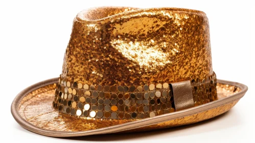 Luxury Gold Sparkling Hat on White Background