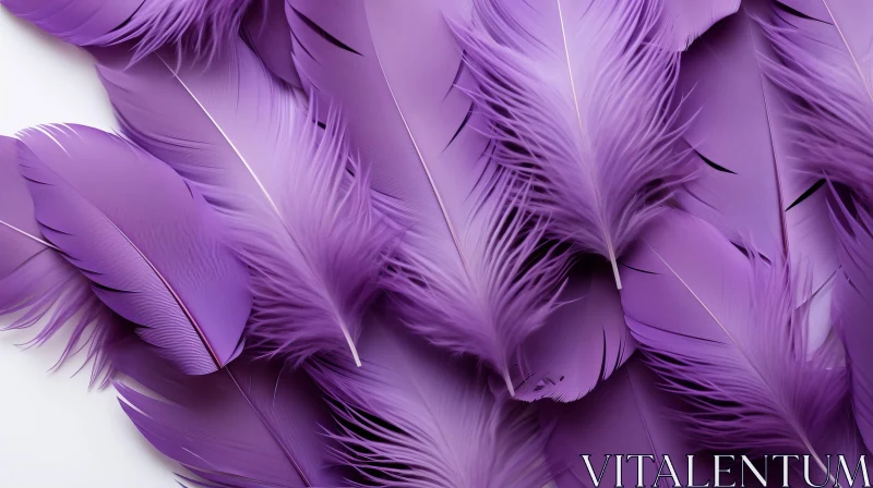 AI ART Purple Feathers Close-Up: Soft and Fluffy on White Surface