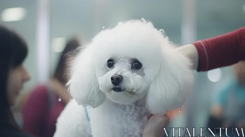 AI ART White Poodle Dog Grooming Scene