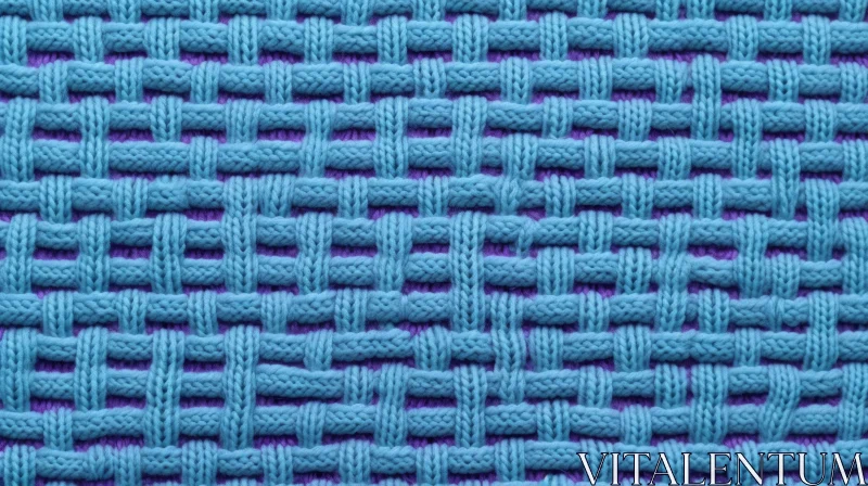 Blue Knitted Fabric Basketweave Pattern AI Image