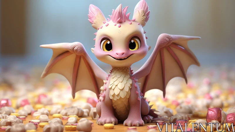 Colorful Dragon 3D Rendering with Candies AI Image