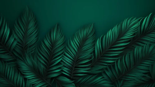 Dark Green Palm Leaves Background for Summer Projects