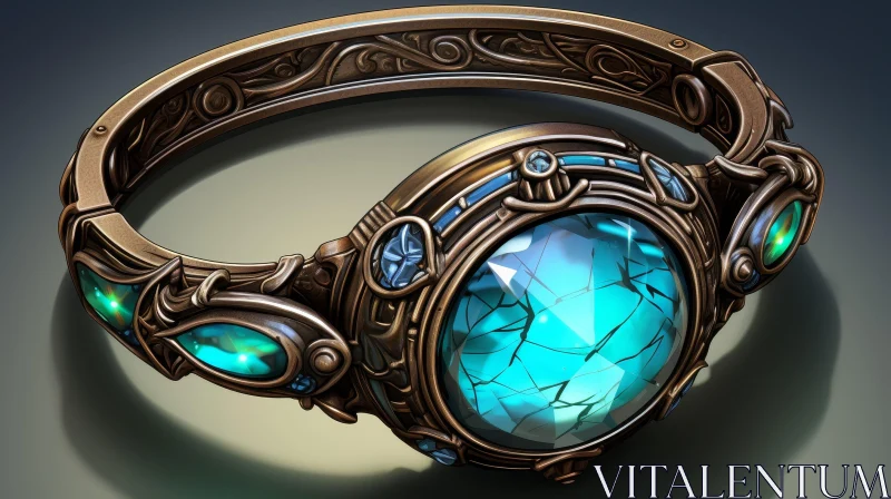 Fantasy Gold Ring with Aquamarine and Emeralds AI Image