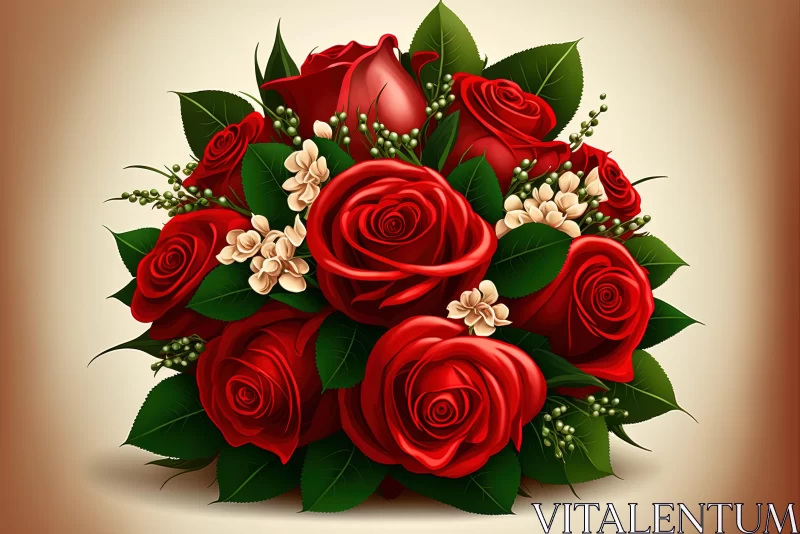 Free Red Roses Bouquet: High Detailed Decorative Image AI Image