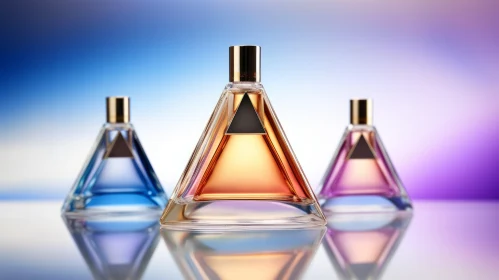 Glass Perfume Bottles on Gradient Background