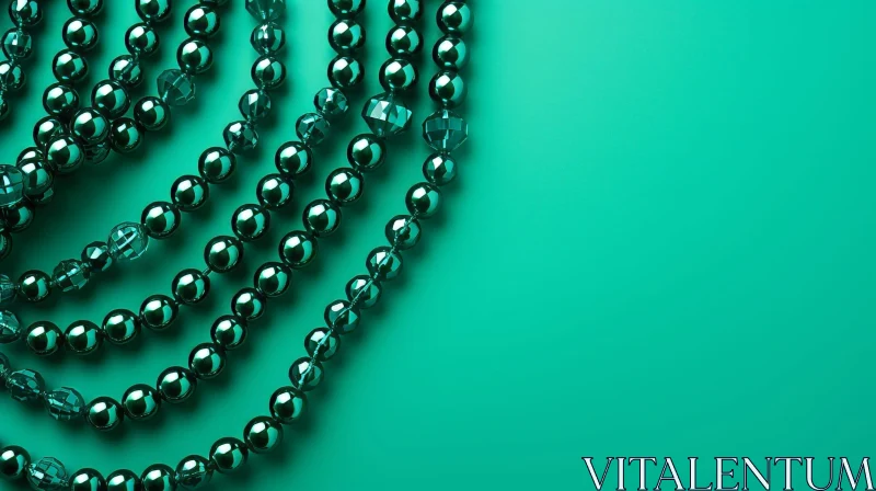 AI ART Green Beaded Necklace Close-Up | Circular Pattern Jewelry