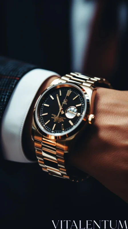 Luxury Gold Rolex Watch on Man's Wrist AI Image