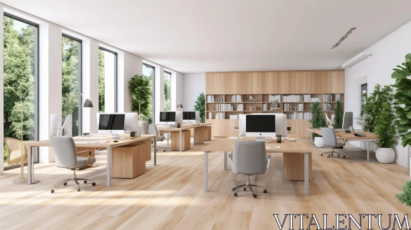 Modern Office Space Interior Design AI Image