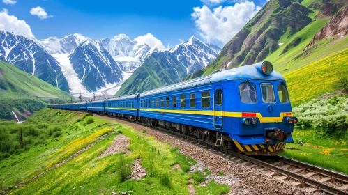 Scenic Train Journey Through Mountain Valley