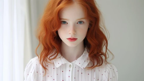 Serious Young Girl Portrait with Red Hair