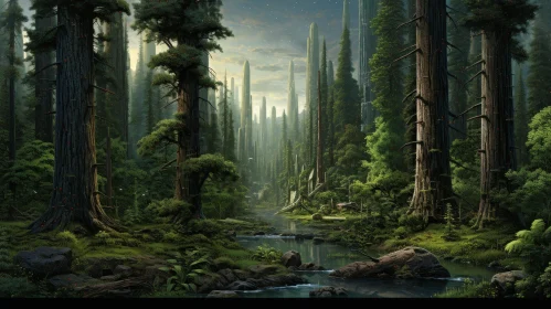 Tranquil Forest Landscape | Sunlight and River Scene
