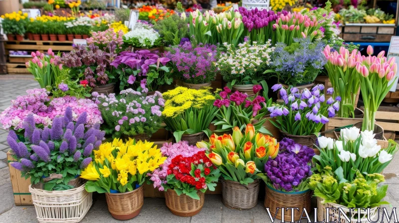 Blooming Flower Market Scene AI Image