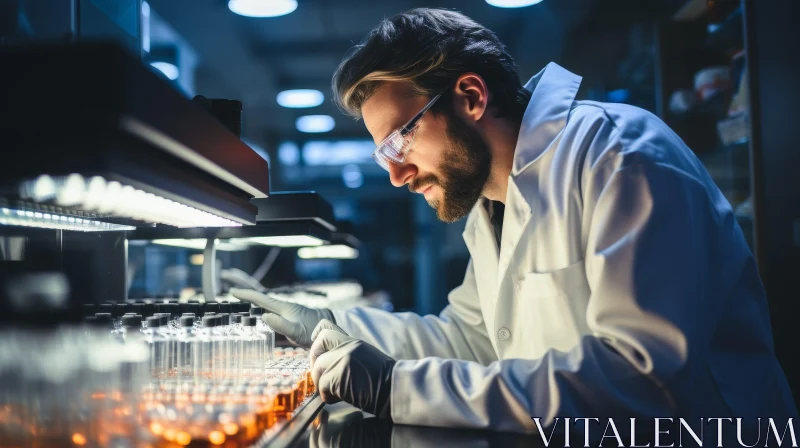 Male Scientist Working in Laboratory AI Image
