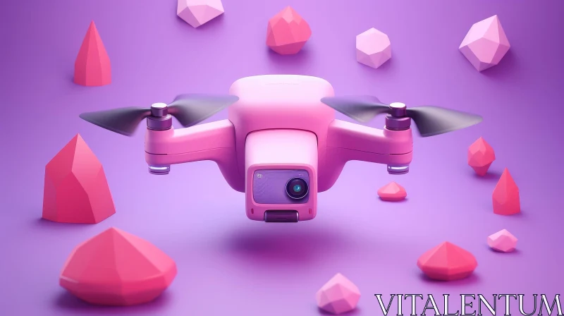 AI ART Pink Drone 3D Rendering in Purple Void with Camera