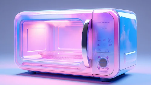 Retro-styled Microwave Oven in Pink and Blue Gradient Colors
