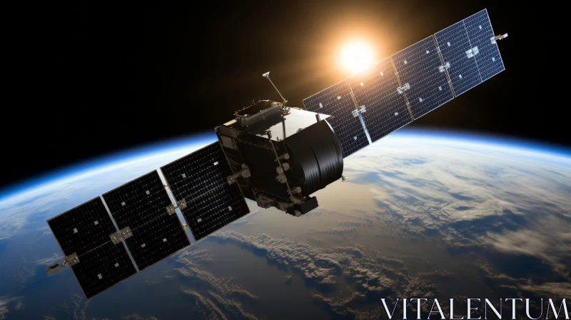 AI ART Satellite Orbiting Earth - Space Exploration Image