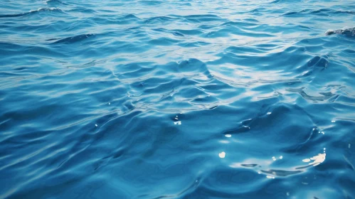 Tranquil Ocean Surface in Deep Blue | Sunlit Water Waves