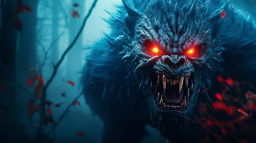 Werewolf in Dark Forest - Digital Painting