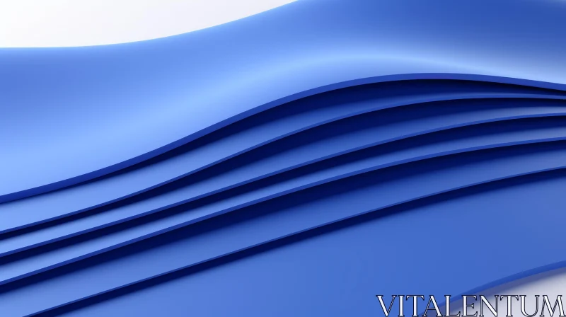 Blue Wavy Shapes Abstract 3D Rendering Background AI Image