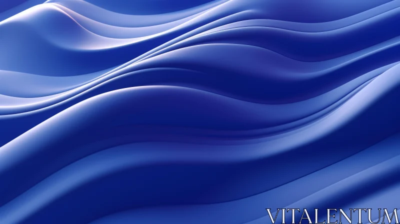Blue Wavy Silk | Abstract 3D Rendering AI Image