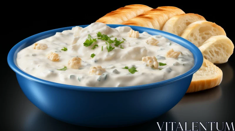 Delicious Creamy Crab Dip with Breadsticks - Food Photography AI Image