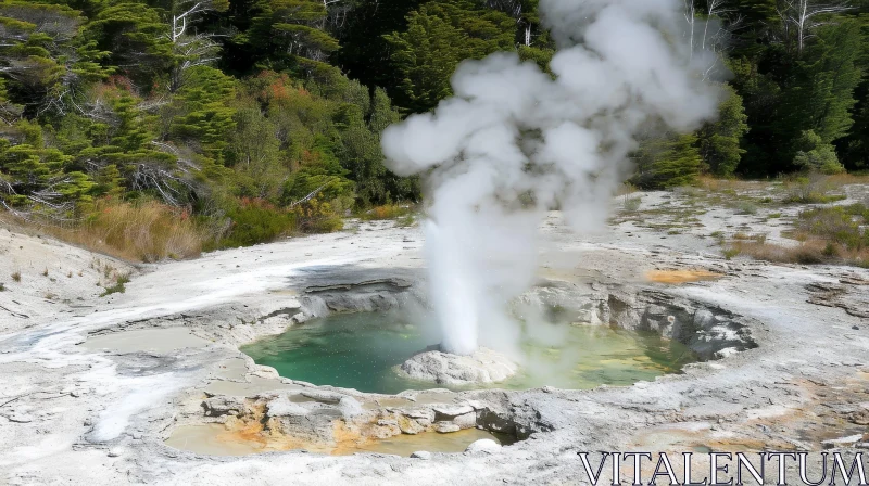 Enigmatic Geyser: Natural Wonder in New Zealand Forest AI Image