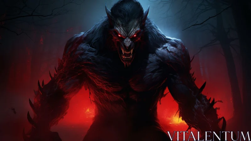 AI ART Sinister Werewolf in Forest - Fantasy Illustration