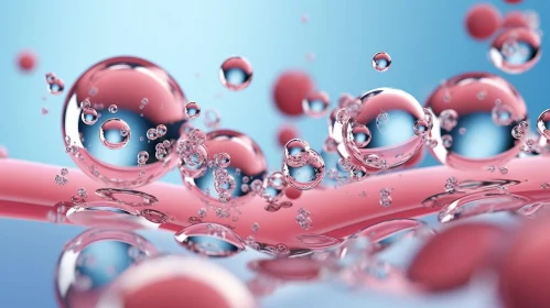 Whimsical Pink and Blue 3D Bubbles on Abstract Background