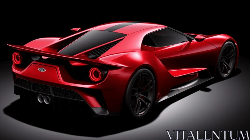 Dark Red Ford GT Render with Bold Line Work and Sculptural Precision AI Image