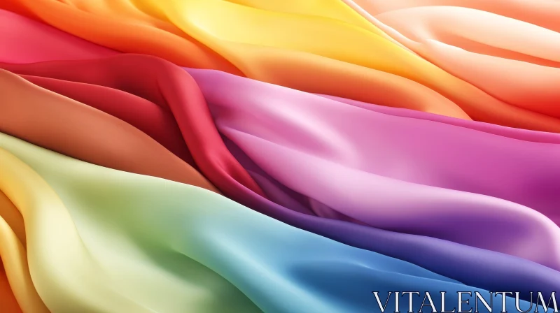 Elegant Silk Fabric Rainbow Waves AI Image