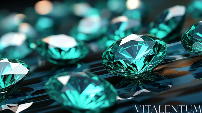 Green Diamonds Reflections - Close-Up Beauty AI Image