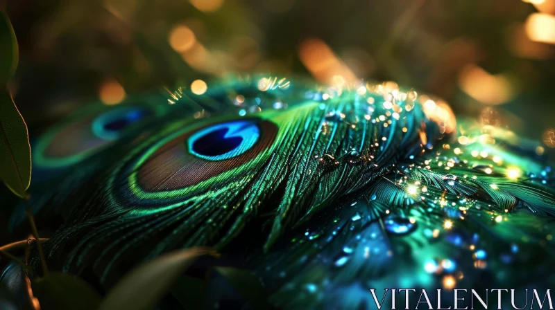 Luxurious Peacock Feather Close-Up AI Image