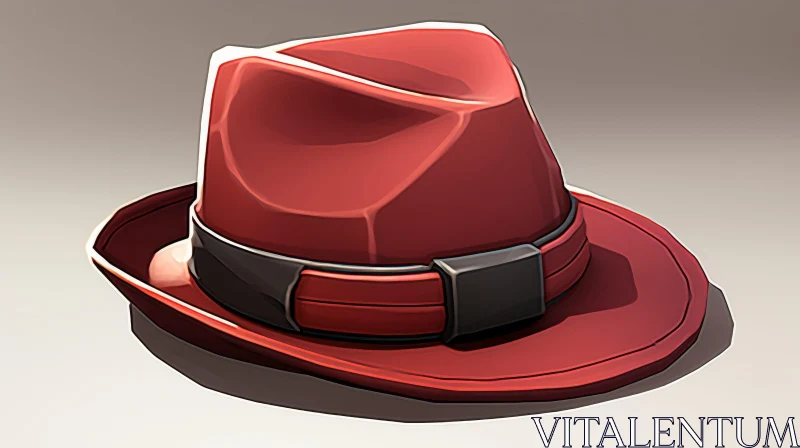 Red Fedora Hat on White Surface AI Image