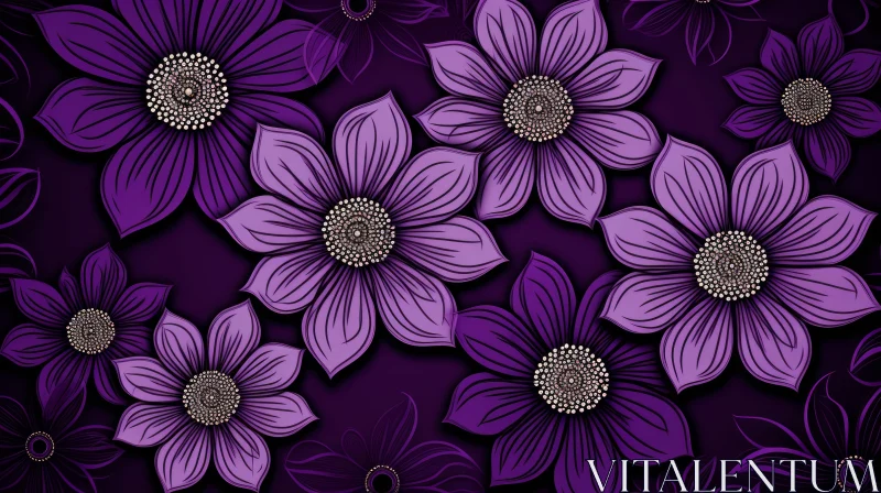 AI ART Elegant Purple Flower Seamless Pattern