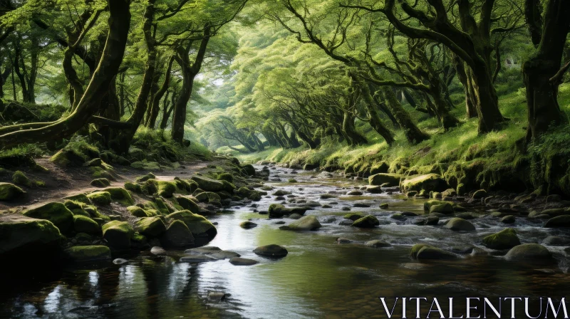 Enchanting Forest River Landscape AI Image