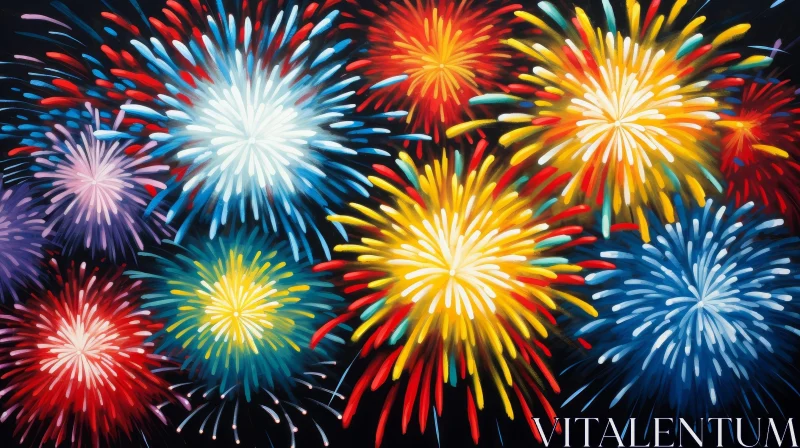 AI ART Fireworks Painting - Colorful Celebration Artwork