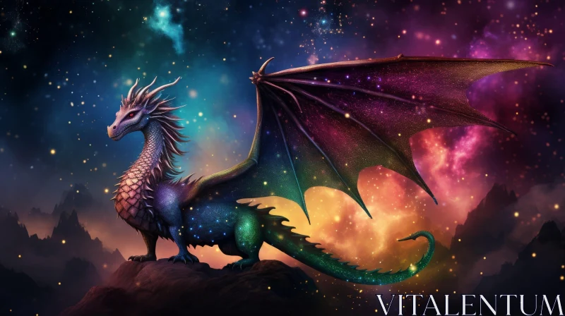 Majestic Dragon on Rocky Cliff - Fantasy Artwork AI Image