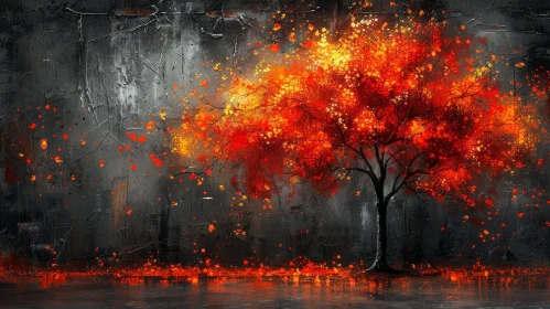 Majestic Tree in Fall - Tranquil Nature Painting
