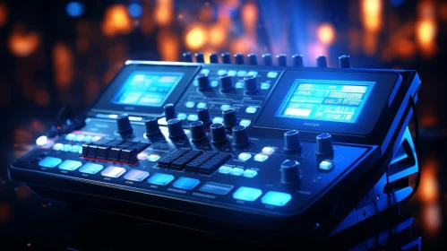 Professional Audio Mixer with Buttons and Knobs