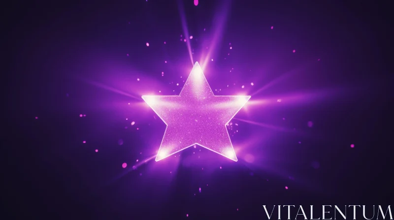 Radiant Pink Star 3D Rendering on Deep Purple Background AI Image