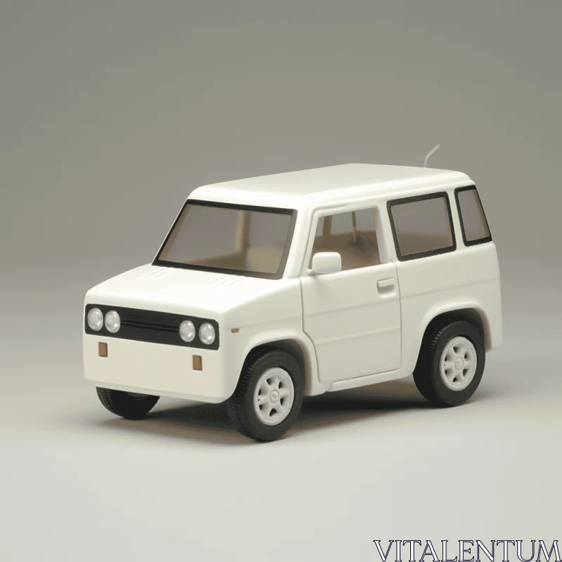 White Japanese-inspired Toy Car - Handheld Rubber Model AI Image