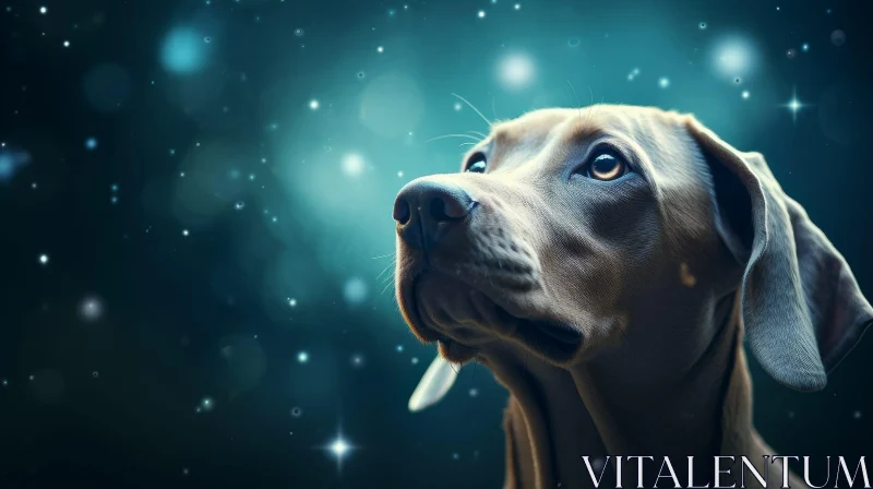 AI ART Brown Weimaraner Dog Stargazing in the Night Sky